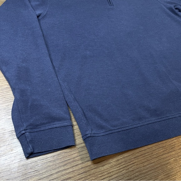 Peter Millar Mens 1/4 Zip Sweater Large Pullover Navy Blue Golf Preppy Outdoors - Picture 6 of 14